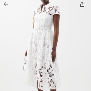 Self portrait lace cotton guipure midi dress